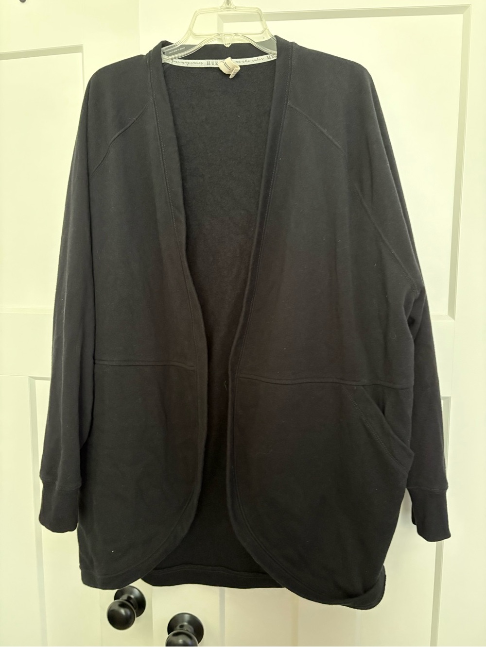 HUE Women’s Black Open-Front Cardigan Size XL